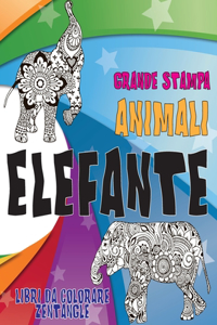 Libri da colorare Zentangle - Grande stampa - Animali - Elefante