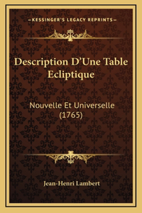 Description D'Une Table Ecliptique
