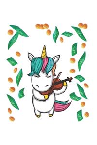 Money Rain Violine Music Unicorn Notebook