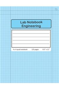 Lab Notebook Engineering 4 x 4 Quad Numbered
