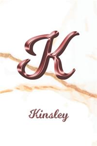 Kinsley: Sketchbook - Blank Imaginative Sketch Book Paper - Letter K Rose Gold White Marble Pink Effect Cover - Teach & Practice Drawing for Experienced & As