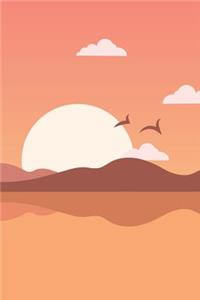 Blank Ruled Composition Notebook: Birds and Sunset Flat Design Journal