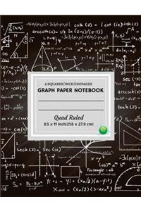Graph Paper Notebook: : Squared Graphing Paper: 4 Squares Per Inch * Blank Quad Ruled * Large (8.5