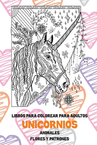 Libros para colorear para adultos - Flores y patrones - Animales - Unicornios