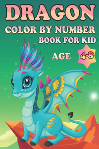 dragon color by number book for kid age 4-8
