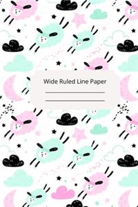 Cute Baby Sheep Theme Wide Ruled Line Paper