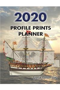 Profile Prints Planner 2020: Spanish Galleon The Sao Martinho 1580. 8.5" x 11" Dated weekly Illustrated planner/ planning calendar for 2020. 2 pages per week. Vintage sailing sh