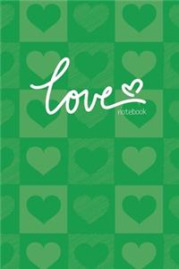 Love Notebook, Blank Write-in Journal, Dotted Lines, Wide Ruled, Medium (A5) 6 x 9 In (Green)