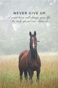 Never Give Up. a Great Horse Will Change Your Life. the Truly Special Ones Define It.
