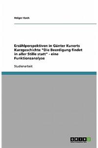 Erzählperspektiven in Günter Kunerts Kurzgeschichte 
