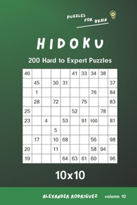 Puzzles for Brain - Hidoku 200 Hard to Expert Puzzles 10x10 vol.10