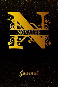 Novalee Journal: Letter N Personalized First Name Personal Writing Diary Black Gold Glittery Space Effect Cover Daily Diaries for Journalists & Writers Note Taking W