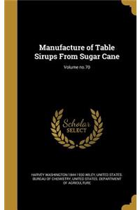 Manufacture of Table Sirups from Sugar Cane; Volume No.70