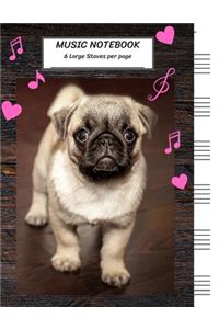 Music Notebook 6 Large Staves Per Page