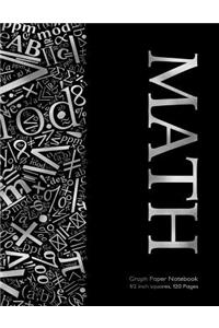 Math Graph Paper Notebook 1/2 inch squares 120 pages