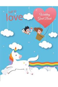 Fall In Love: Wedding Guest Book: Rainbow Unicorn Sky, Address Book with Birthdays and Anniversaries, Tabs Book large print 8.5" x 11" Organizer & Address Book fo