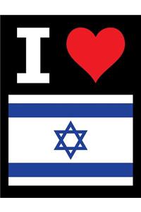I Love Israel - 100 Page Blank Notebook - Unlined White Paper, Black Cover