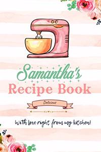 Samantha Personalized Blank Recipe Book/Journal for girls and women