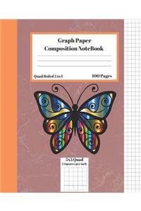 Graph Composition Notebook 5 Squares per inch 5x5 Quad Ruled 5 to 1 100 Sheets