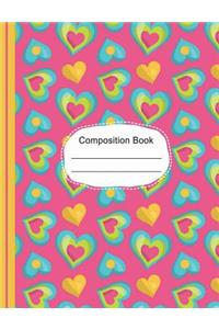Colorful Whimsical Hearts Composition Notebook