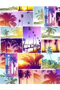 Miami Beach Tropical Collage Seamless Pattern