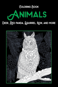 Animals - Coloring Book - Deer, Red panda, Squirrel, Lion, and more