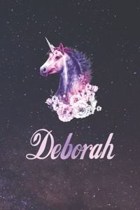 Deborah: First Name Personalized Unicorn Customized Names Gift Birthday Girl Notebook Journal