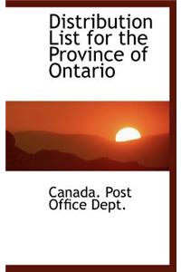 Distribution List for the Province of Ontario