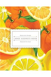 Large Address Book: Juicy Orange: Address Book Large Size Especially for Seniors - Name, Address, Mobile, Work, Fax, Email, Emergency (8x10-)