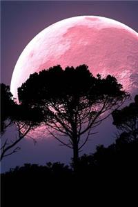 An Oak Tree Silhouetted Against a Pink Moon Fantasy Art Journal