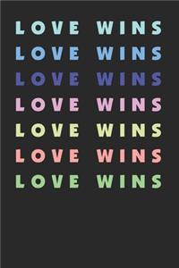 Love Wins Pastel Rainbow LGBT Pride 120 Page Notebook Lined Journal