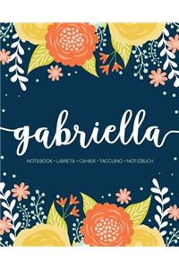 Gabriella: Notebook - Libreta - Cahier - Taccuino - Notizbuch: 110 pages paginas seiten pagine: Modern Florals First Name Notebook in Orange, Mint & Yellow on 