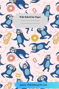 Music Animal Theme Wide Ruled Line Paper