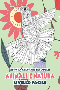 Libro da colorare per adulti - Livello facile - Animali e natura