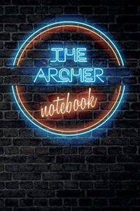 The ARCHER Notebook: Vintage Blank Ruled Personalized & Custom Neon Sign Name Dotted Notebook Journal for Boys & Men. Wall Background. Funny Desk Accessories. Retro Back