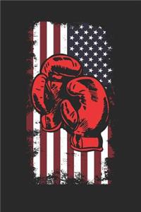 Boxing Notebook - Patriotic Boxing Gloves USA Flag Boxing Boxer Gift - Boxing Journal