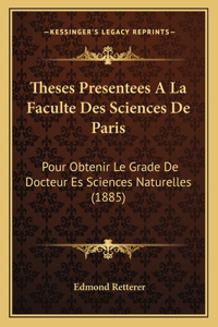 Theses Presentees A La Faculte Des Sciences De Paris