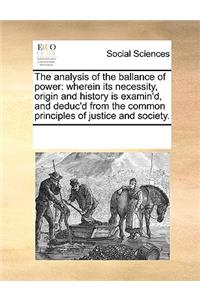 The analysis of the ballance of power