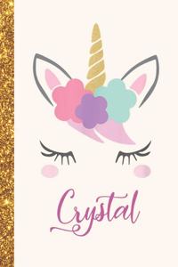 Crystal: Crystal Unicorn Personalized Black Paper SketchBook for Girls and Kids to Drawing and Sketching Doodle Taking Note Marble Size 8.5 x 11