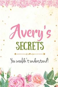 Avery's Secrets personalized name notebook for girls and women