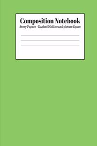 Composition Notebook - Story Paper - Dashed Midline and Picture Space