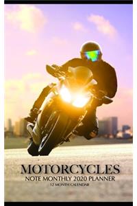 Motorcycles Note Monthly 2020 Planner 12 Month Calendar