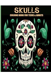 Skulls Coloring Book For Teens & Adults