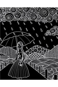 Journal Notebook Watercolor Girl In The Rain 1
