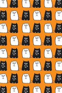 Journal Notebook For Cat Lovers Black and White Cats in a Row 5