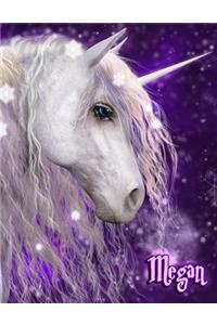 Megan: Unicorn Fantasy Yearly 365 Lined Pages Journal, Diary, Notebook, Personalized with Name Christmas, Birthday, Friendship Gifts for Girls, Teens and Women