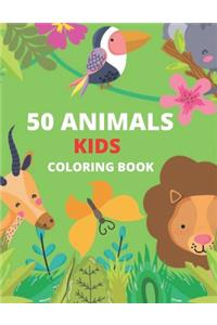 50 Animals Kids Coloring Book