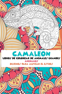 Libros de colorear de animales grandes - Diseños para aliviar el estrés - Animales - Camaleón