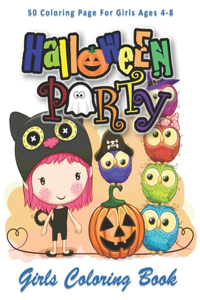 Halloween Party, Girls Coloring Book