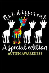 Not different a special edition austism awareness: Autism awareness design giraffe and animal fan and animals lover 120 Page composition Blank Notebook colleg ruled journal for you or your kids boy o